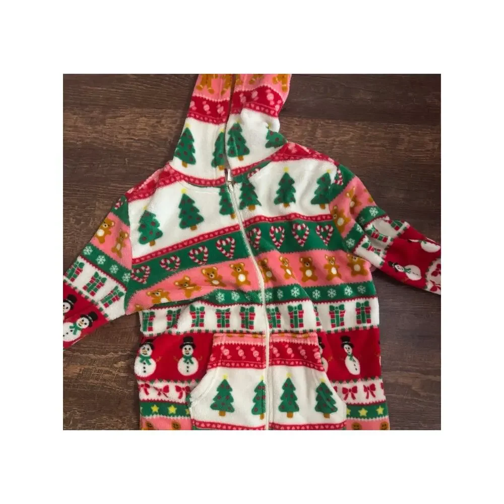 Forever 21 Women’s Small Christmas Holiday Fleece Hooded Onesie Pajamas
